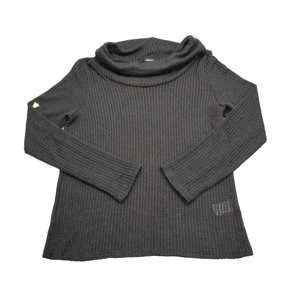 Papermoon Sweater Womens M Black Cowl Neck Long Sleeve Sheer Knitted Pullover